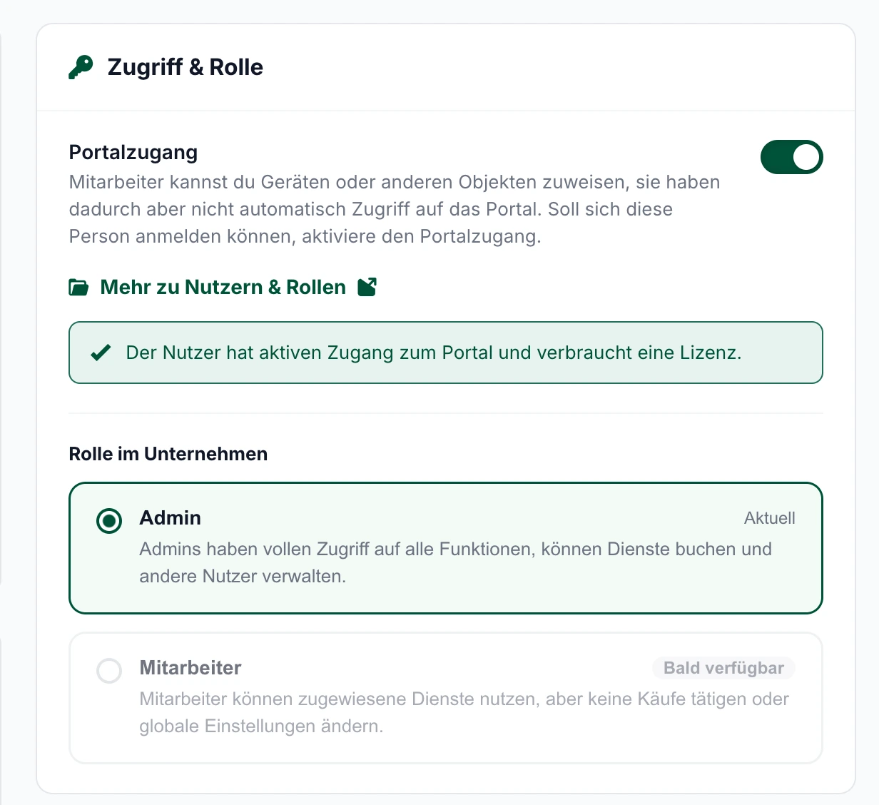 Ein Schalter nimmt den Zugang – die Zuordnungen bleiben